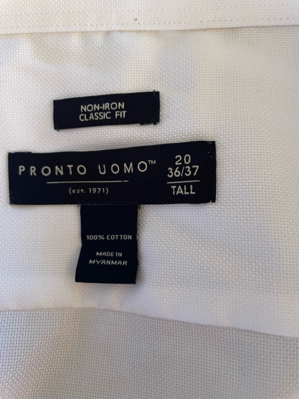 Men’s Classic Fit White Dress Shirt - size 20 neck, 36/37 sleeve. Non iron. - Picture 4 of 5
